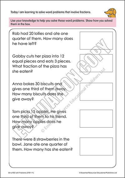 Word Problems Fractions Worksheets Year 4 | Solving Fraction And